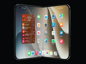 Renderização da imagem do celular dobrável iPhone Ultra.
