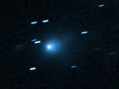 Uma imagem do cometa interestelar 3I/ATLAS capturada pelo Hubble (Fonte da imagem: NASA, ESA, David Jewitt e Joseph DePasquale; cortada)