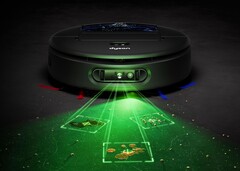 A câmera AI é auxiliada por essa iluminação LED verde que já vimos nos aspiradores de pó da Dyson (Fonte da imagem: Dyson)