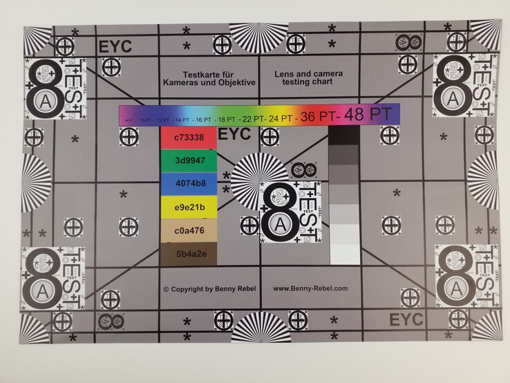 A photo of our test chart