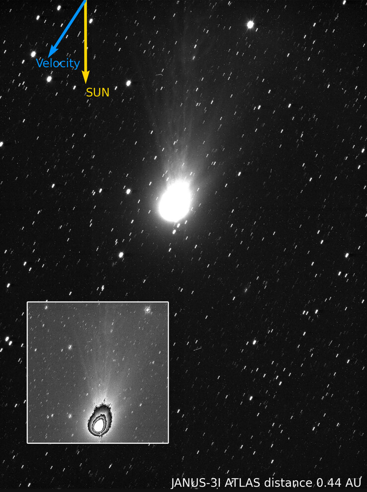 Uma imagem do cometa 3I/ATLAS tirada pela sonda Juice.