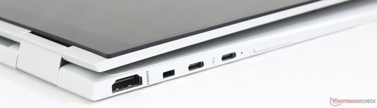 Right: Volume rocker, 2x USB Type-C + Thunderbolt 3, DriveLock, HDMI 1.4
