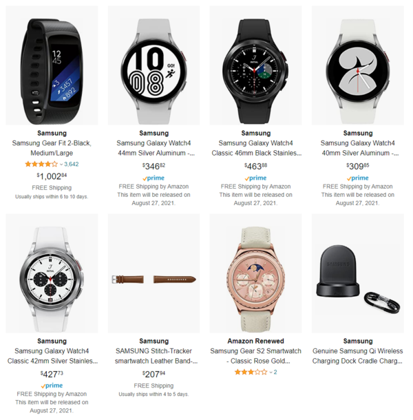 Amazon Canada listou quatro Galaxy Assista 4 smartwatches. (Fonte da imagem: Amazon Canada)