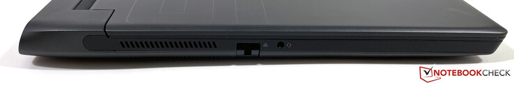 Lado esquerdo: Ethernet, estéreo de 3,5 mm