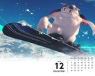 Papel de parede do calendário de Final Fantasy 7 mostrando snowboarding (Fonte da imagem: Square Enix com edições)