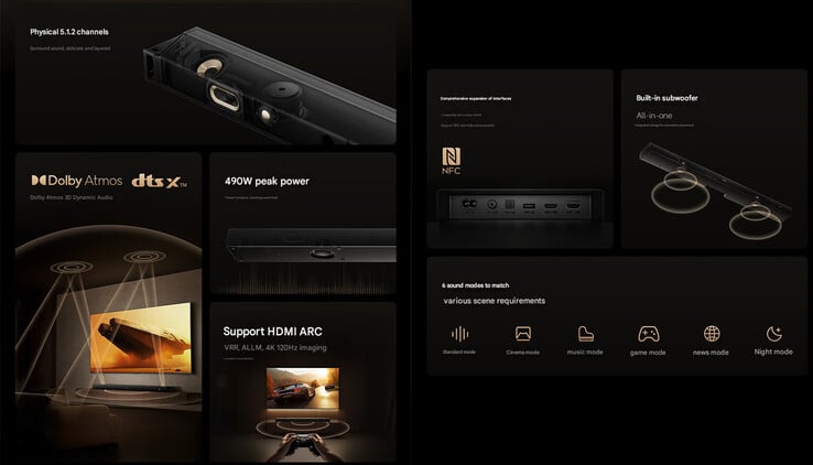 Principais destaques do alto-falante da Xiaomi TV (Fonte da imagem: Xiaomi - tradução automática)