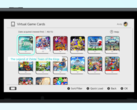 Menu do Virtual Game Card na interface do Nintendo Switch exibindo títulos populares como The Legend of Zelda: Tears of the Kingdom, Splatoon 3 e Pokémon Scarlet. (Fonte da imagem: Nintendo)