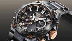 O Casio G-Shock MRG-B2000JS-1AJR (na foto) apresenta uma pulseira e uma luneta tratadas com um revestimento de carbono semelhante ao diamante (DLC). (Fonte da imagem: Casio)