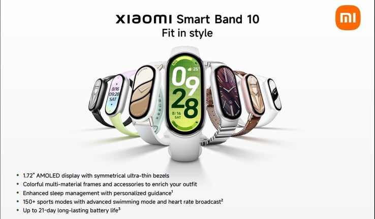 Principais destaques e opções de cores da Smart Band 10