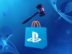 Logotipo da PlayStation Store exibido sob o martelo