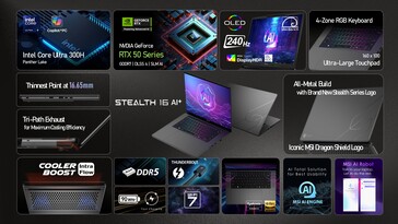 MSI Stealth 16 AI+: Visão geral dos recursos. (Fonte da imagem: MSI)