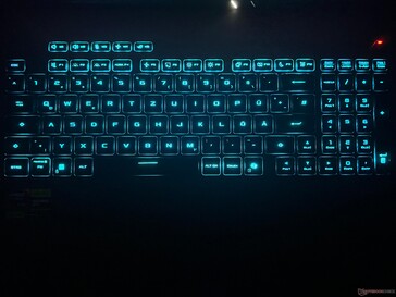 Iluminação do teclado (aqui, como exemplo, em azul)