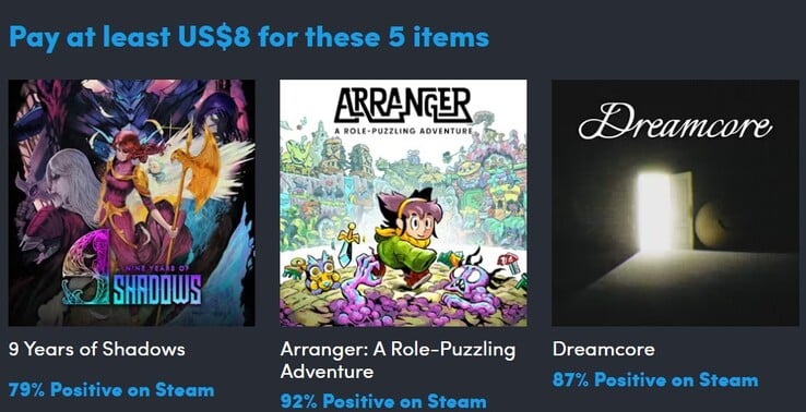 Imagem decorativa. Ao pagar US$ 8, o senhor recebe 5 itens (Fonte da imagem: Humble Bundle)