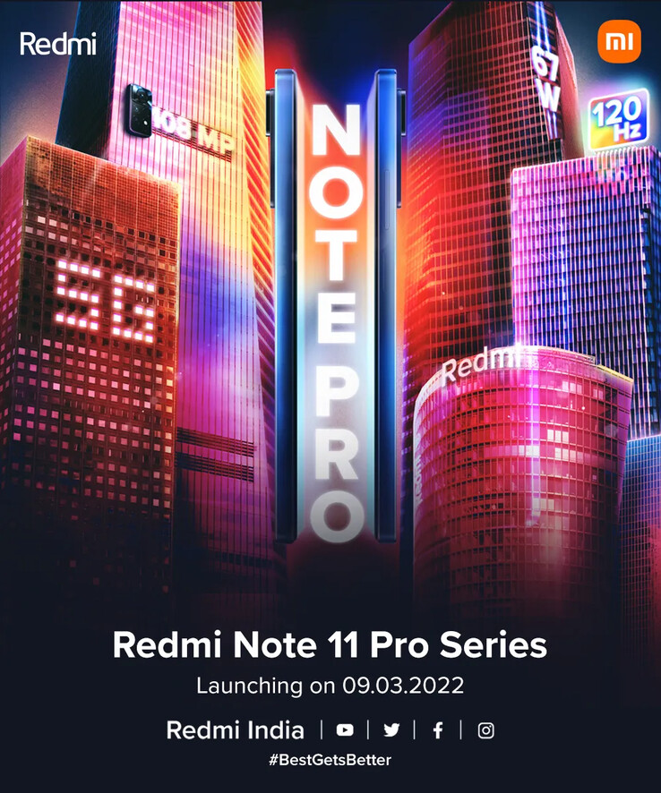 Um teaser da série Redmi Note 11 Pro-series. (Fonte: Xiaomi IN)