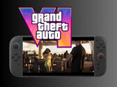 Maquete de GTA 6 jogando no Switch 2 (Fonte da imagem: Nintendo of America, Rockstar Games com edições)