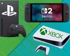 Consoles Xbox, PS5 e Switch 2 mostrados com logotipos (Fonte da imagem: Xbox Gaming, Sony PlayStation, Nintendo of America com edições)