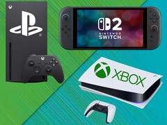 Consoles Xbox, PS5 e Switch 2 mostrados com logotipos (Fonte da imagem: Xbox Gaming, Sony PlayStation, Nintendo of America com edições)