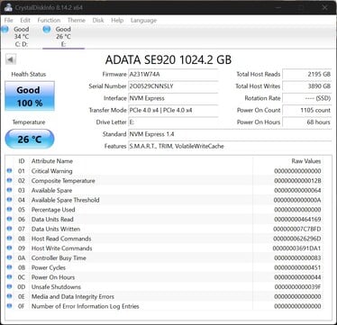 O ADATA SE920 é compatível com PCIe 4.0 x4