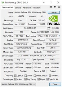 MSI GE76 Raider 11UH - GPUz
