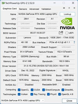 GPU-Z: GeForce Laptop RTX 4050