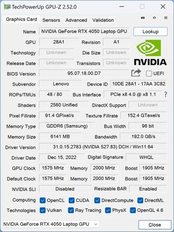 GPU-Z: GeForce Laptop RTX 4050