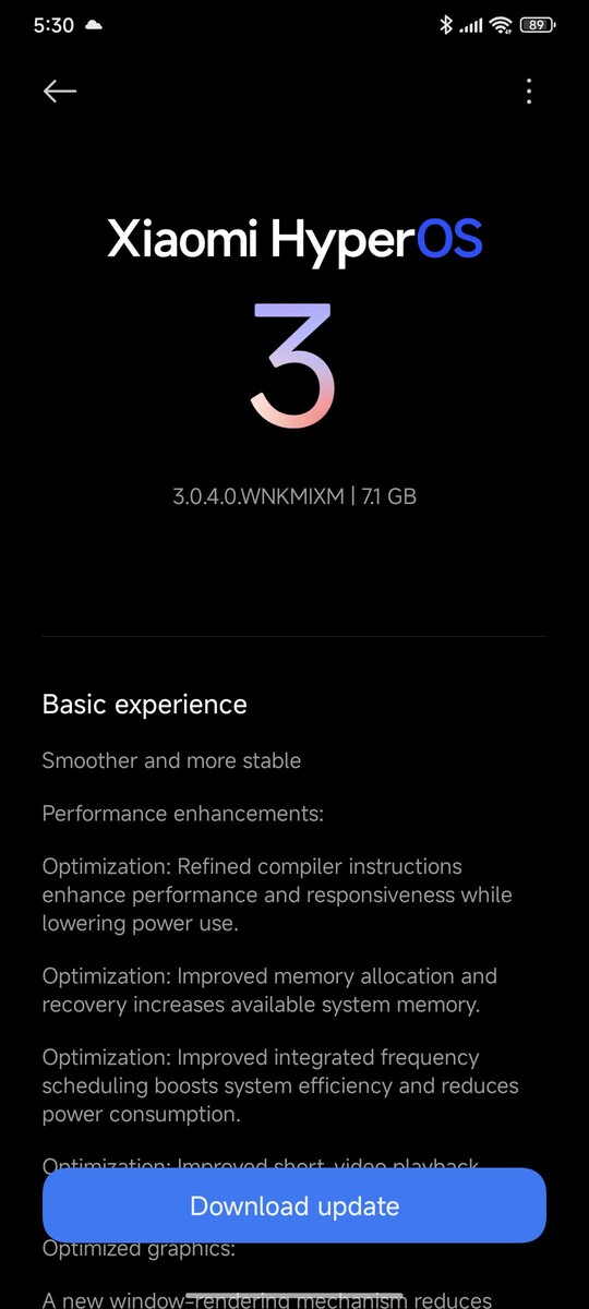 HyperOS 3 OTA no Poco F6 Pro (Fonte da imagem: u/waelabdrabbo via Reddit)