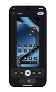 O formato dos ícones dos aplicativos pode ser alterado