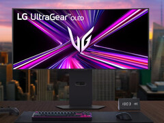 O LG UltraGear OLED 34GX900A vem com um suporte ajustável relativamente grosso. (Fonte da imagem: LG)