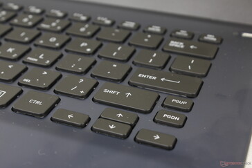 As teclas Shift, PgUp e PgDn são muito menores e mais esponjosas do que na maioria dos outros laptops