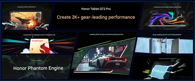 Principais destaques do Pad GT 2 Pro (Fonte da imagem: Honor - tradução automática)