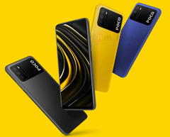 O Poco M3 estará disponível em três cores. (Fonte da imagem: 91Mobiles)