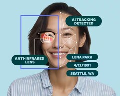 O revestimento de óculos Zenni Optical ID Guard em tom rosa ajuda a bloquear ameaças à segurança facial, impedindo varreduras faciais completas. (Fonte da imagem: Zenni Optical)