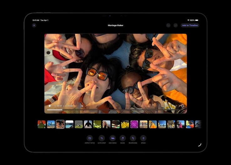 A ferramenta Montage Maker no Final Cut Pro em um iPad. (Fonte da imagem: Apple)