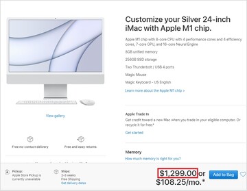 IMac 2021 mais barato com GPU de 7 núcleos. (Fonte de imagem: Apple)