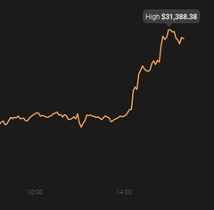 Bitcoin valor máximo histórico de US$31.388,38 (Fonte: Coin Stats)