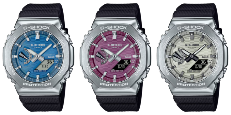 Da esquerda para a direita: Casio GBM-2100A-2B, GBM-2100A-4B e GBM-2100A-8B. (Fonte da imagem: Casio)