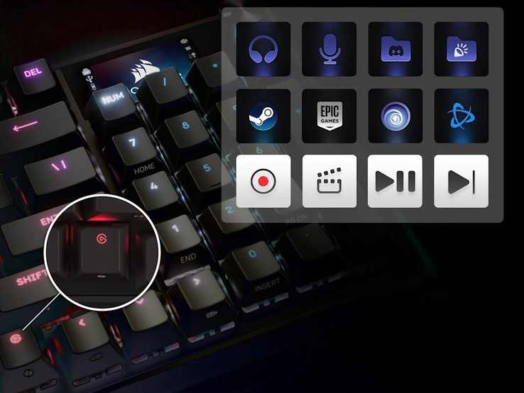 O botão dedicado Stream Deck Launch abre painéis virtuais com uma variedade ilimitada de teclas de atalho programáveis