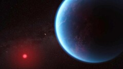 Renderização do conceito artístico do exoplaneta K2-18b (Fonte: NASA)