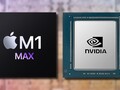 O Apple M1 Max pode facilmente acompanhar o Nvidia GeForce RTX 3080 GPU para notebooks em benchmarks sintéticos. (Fonte de imagem: Apple/Nvidia - editado)