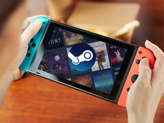 O Proton 11.0-Beta 1 já está disponível. Na foto: uma imagem promocional editada mostrando o Switch 1 executando o Steam.