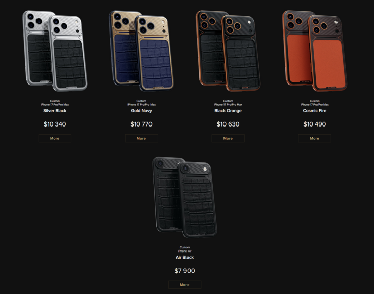 A série completa do iPhone 17 personalizado da Caviar (na foto). (Fonte da imagem: Caviar)