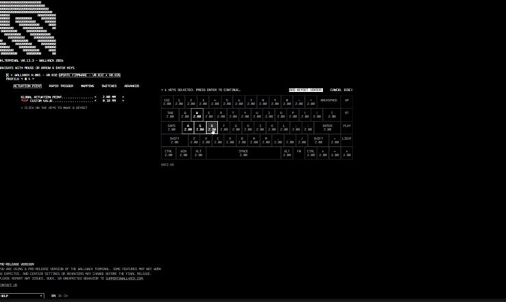 O teclado pode ser configurado por meio de um aplicativo web.