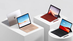 Espera-se que o Surface Pro 9 e o Surface Laptop 5 sejam parecidos com seus antecessores, fotografados. (Fonte da imagem: Microsoft)