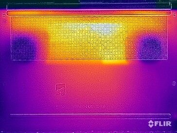 Temperaturas da superfície durante o teste de estresse (lado do fundo)