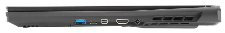 Lado direito: USB 3.2 Gen 1 (Tipo-A), Thunderbolt 4 (Tipo-C; DisplayPort, Alimentação), Mini DisplayPort 1.4, HDMI 2.1, alimentação de energia