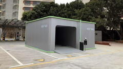 Uma das primeiras estações de troca de baterias EVOGO (imagem: Li Zijian/FAP)