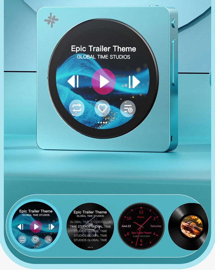 A tela touchscreen circular de 1,8 polegada do Fiio Snowsky Disc DAP suporta uma variedade de skins.