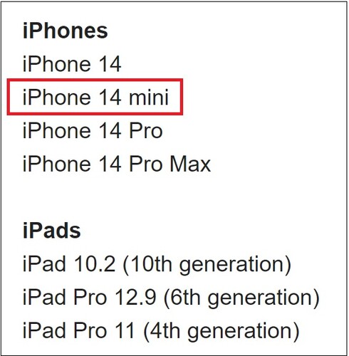 Apple lista de dispositivos. (Fonte da imagem: 91Mobiles/Evan Blass)