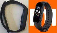 A Xiaomi Mi Band 6 (L) não parece drasticamente diferente da Mi Band 5 (R), pelo menos do lado. (Fonte da imagem: Xiaomi - editado)