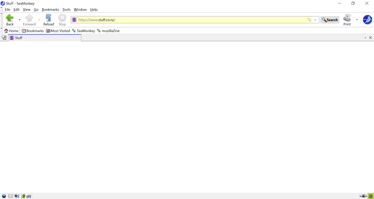 Versão 2.53.22: O Stuff.co.nz não carrega de forma alguma, não muito diferente da versão 2.53.21 baseada no Firefox 128 (Fonte da imagem: Captura de tela - Notebookcheck)